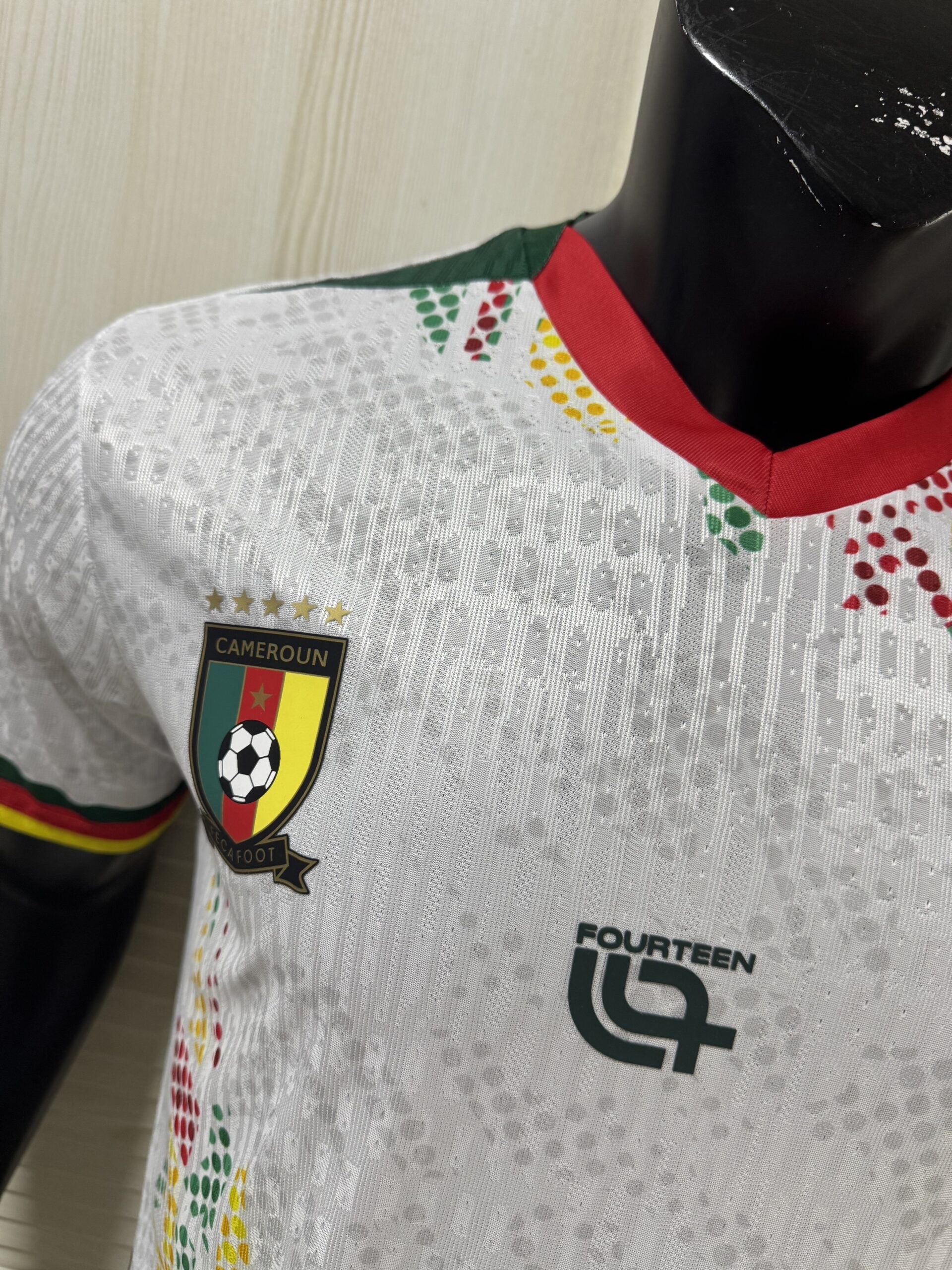 Fourteen Cameroon National Team Away Player Version Soccer Jersey – White | Green & Red Accents | Indomitable Lions | 2025/26 - Image 3