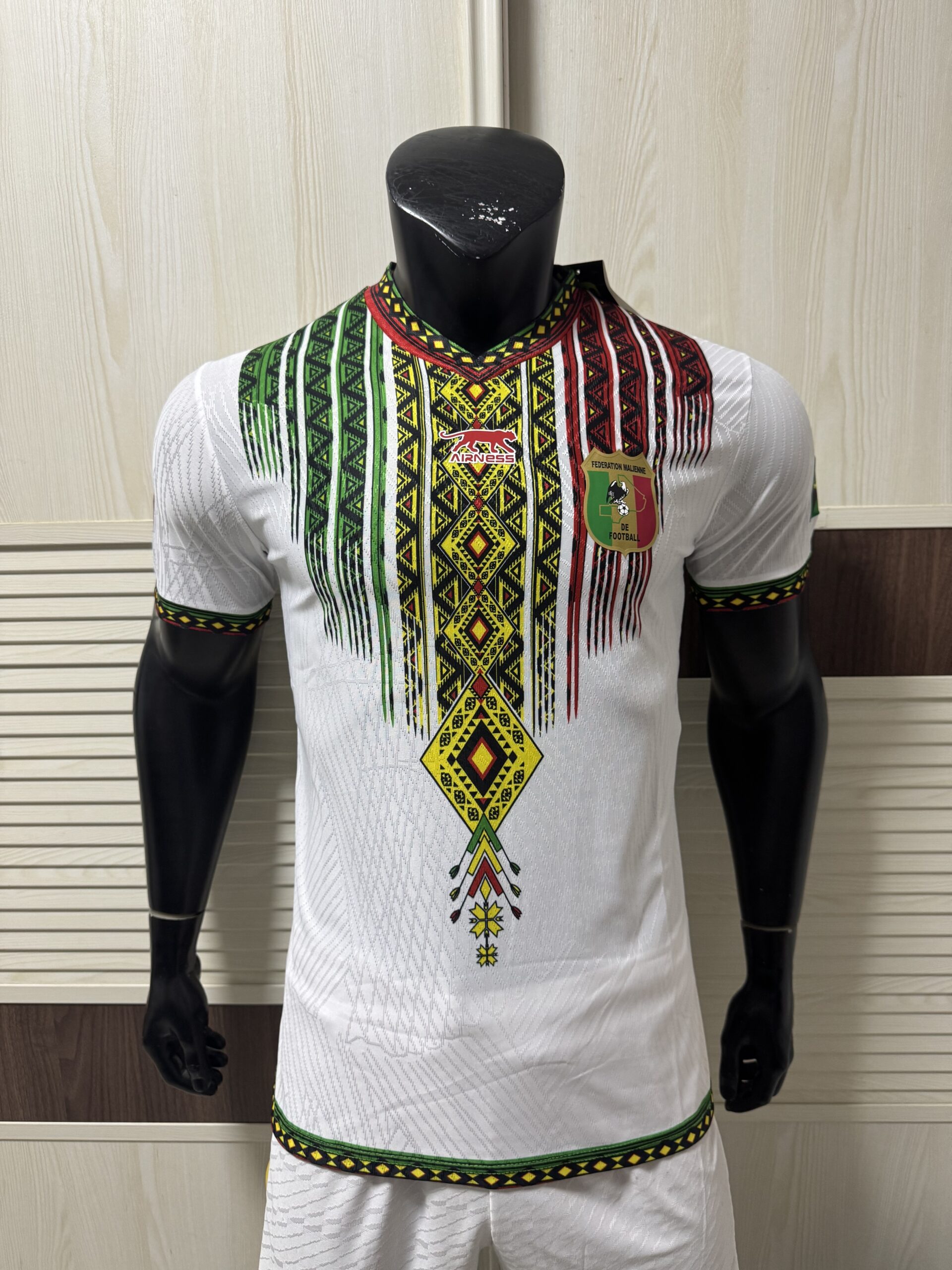 Airness Mali National Team Home Soccer Jersey 2025/26 – White | Les Aigles | Geometric Flag Design | AFCON & World Cup 2026