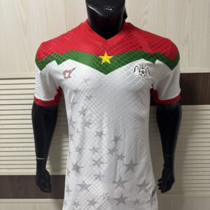 Tovio Burkina Faso 2025 Away Player Jersey – White Green & Red Chevron | Les Étalons AFCON Football Shirt