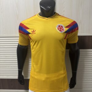 Adidas Originals Colombia 1990 Reissue Home Jersey – Yellow Tricolor 3-Stripe | Italy 90 World Cup Retro Football Shirt
