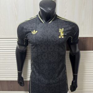 Adidas Liverpool FC LFSTLR Jersey – Carbon Black & Halo Gold | Shankly Gates Ironwork Pattern | Lifestyle Football Shirt 2025