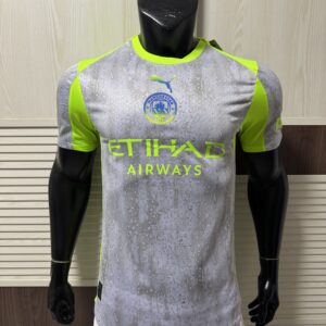 PUMA Manchester City 2025/26 Third Jersey – Silver Rain Pattern with Neon Green Accents