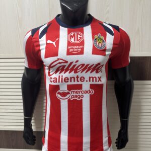 PUMA Chivas Guadalajara 2025/26 Home Jersey – Red & White Striped Football Shirt